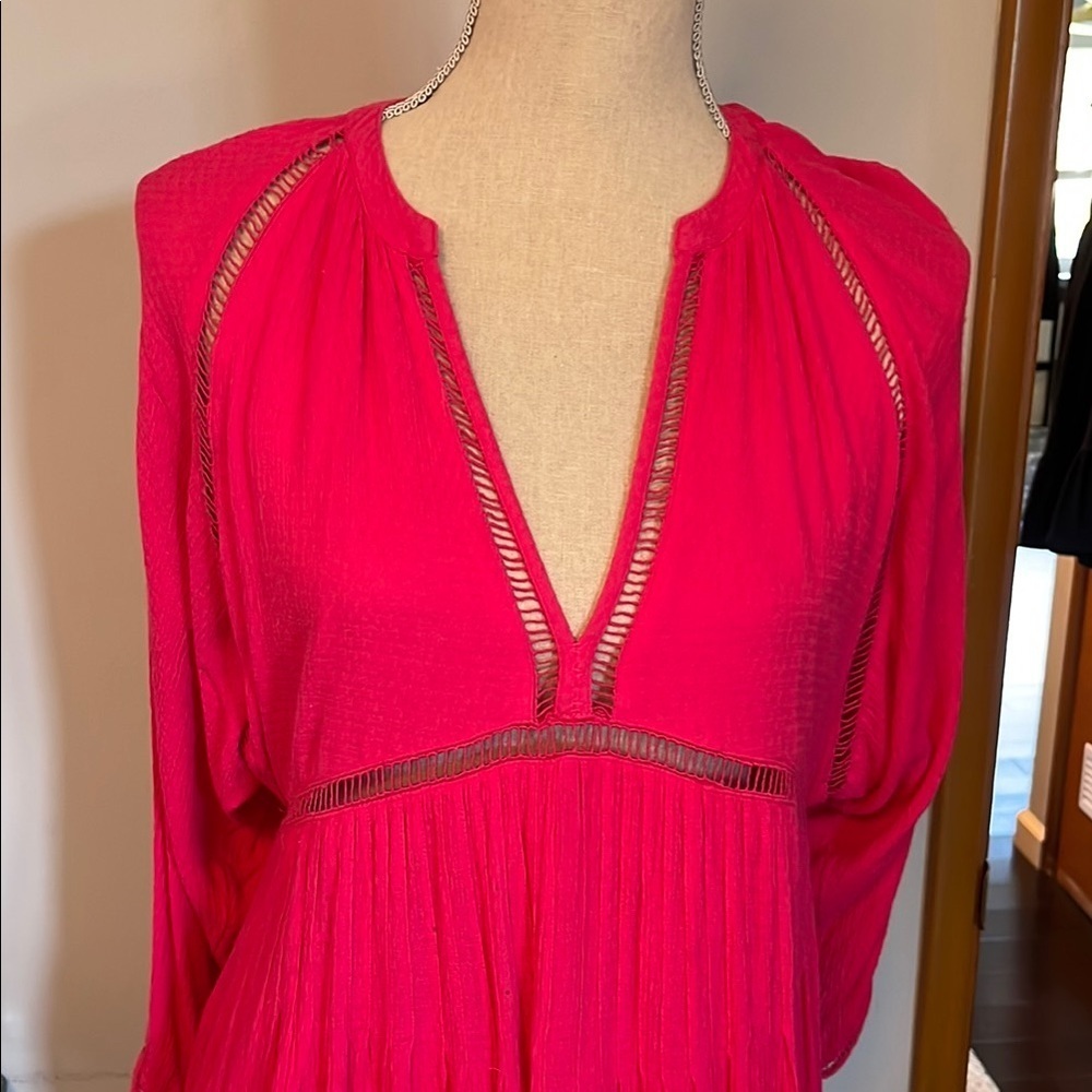 Free People Vibrant Pink Long Sleeve Dress size Small - Picture 2 of 8